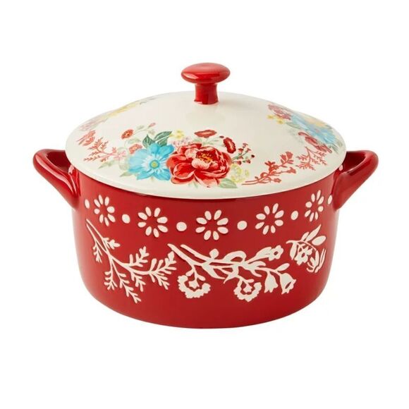 š¦ New Pioneer Woman Fancy Flourish Round CeramicāCasseroleāDishāwithāLid - Picture 4 of 8